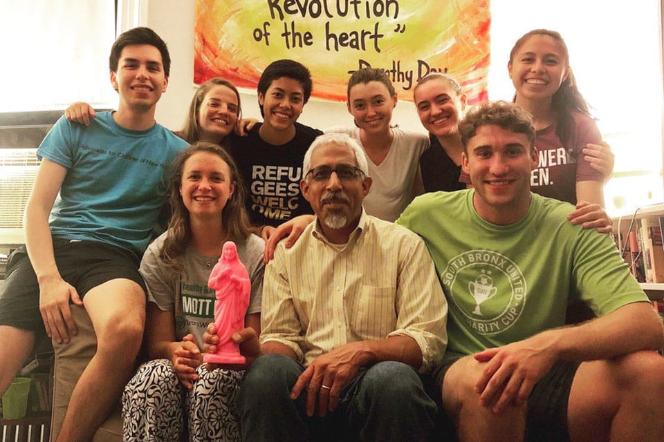 Garcia (top right) and fellow volunteers in 2019